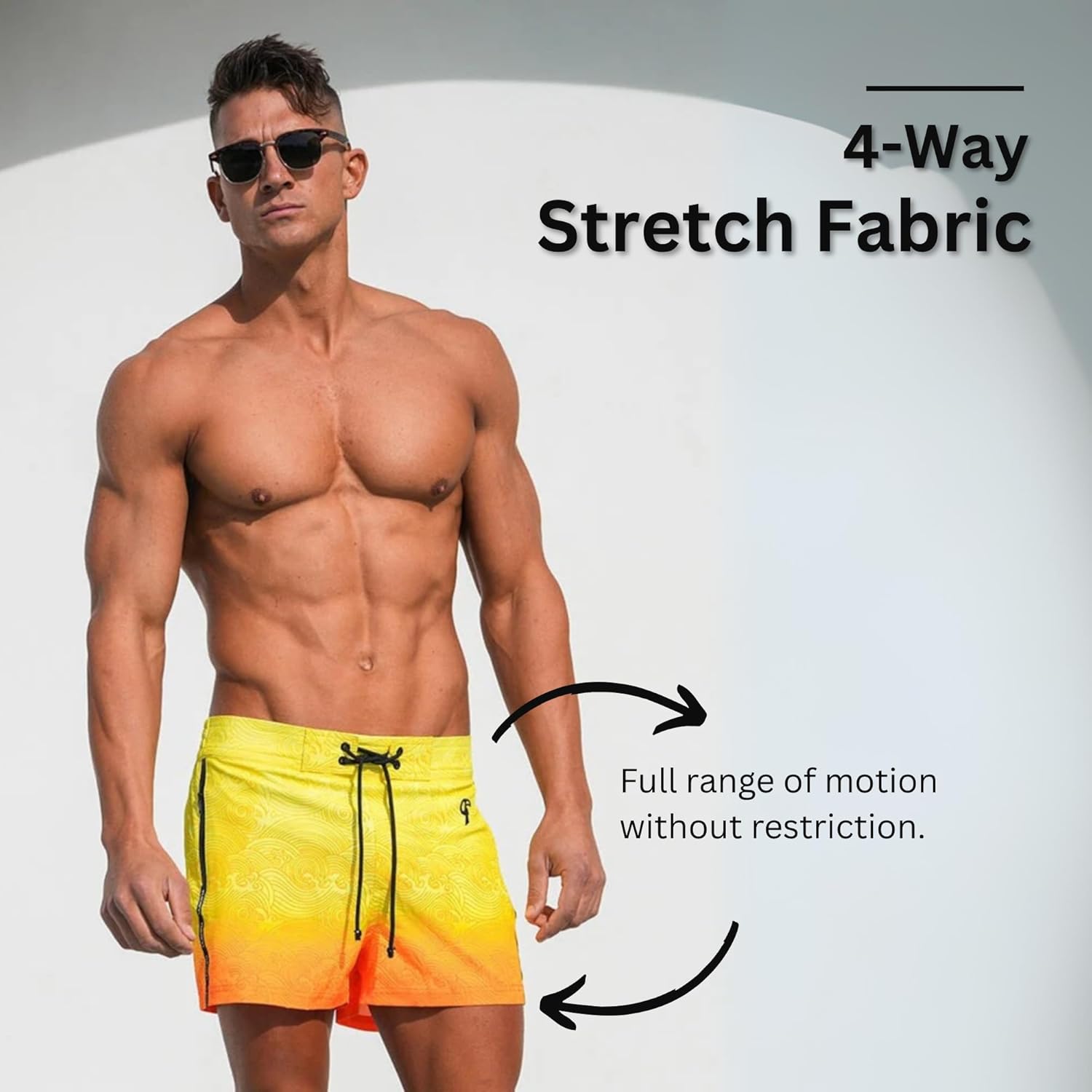 Tucann Men's Trunks 3" Compression Liner Quick Dry Zipper Pocket Chlorine Resistan 4 Way Stretch Faded Swim Shorts for Men Sunset
