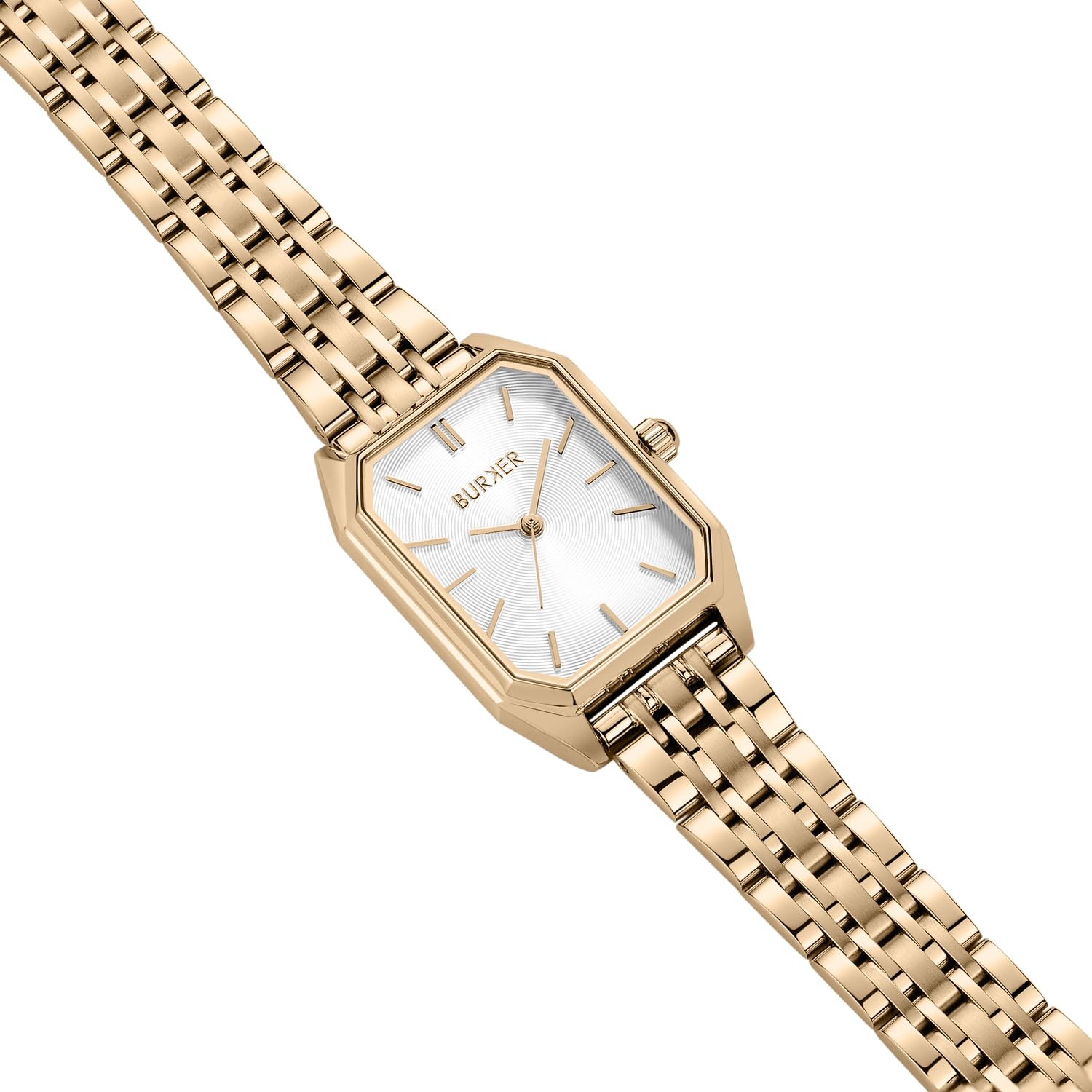 BURKER Damenuhr Isabell | Rechteckiger Damen Armbanduhr Gliederarmband Edelstahl Analog Quarz 3-ATM Wasserdicht
