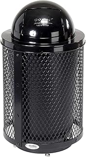 Global Industrial 32 Gallon Deluxe Thermoplastic Mesh Receptacle w/Dome Lid & Base, Black
