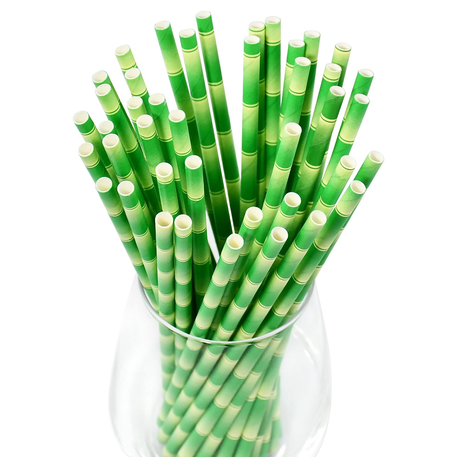 Lives on Green Paper Drinking Straws, Green Bamboo, 19.7 x 0.6 cm - for Cocktail Juice, Iced Tea, 100% Biodegradable - Image 2