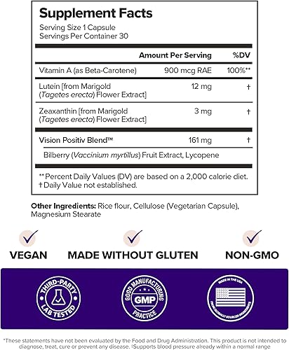 Miniatura 5 de O Positiv MENO Cápsulas de salud ocular  Apoyo diario para la fatiga ocular, sequedad ocasional y producción saludable de lágrimas  con luteína,