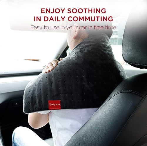 Miniatura 2 de Comfytemp Manta eléctrica de coche de 12 V24 V para aliviar el dolor de espalda, 4 ajustes de calor, 11 apagado automático, mini manta de viaje