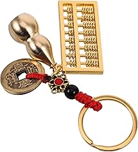 Gourd Feng Shui Keychain with Miniature Alloy Abacus and Red Cord, Longevity Charm Keyring for Car and Handbag Accessories, Fortune and Success Pendant