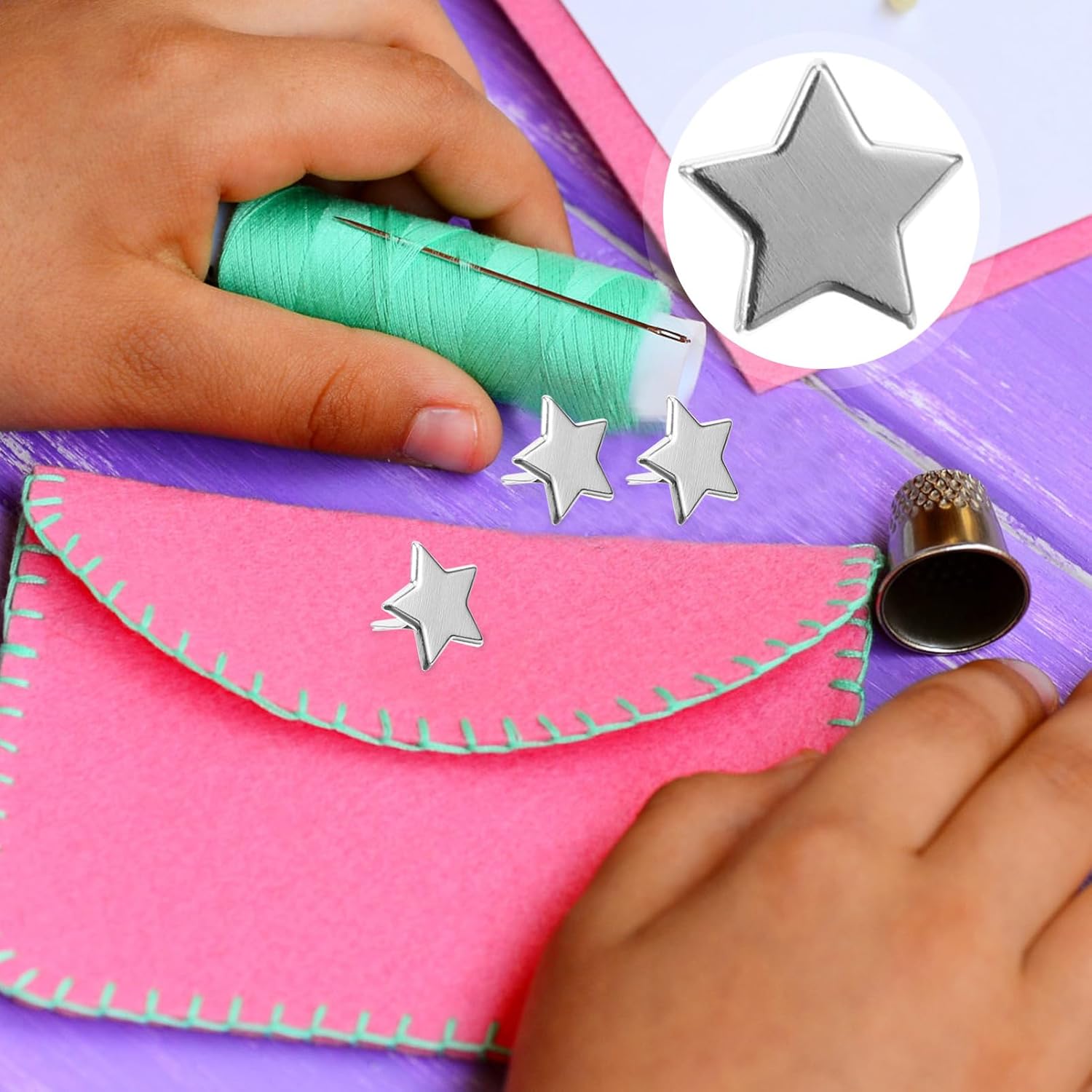 ARTIBETTER 100pcs Scrapbooking DIY Brads Star Spikes Metal Fasteners Craft Brads Large Easy to Use