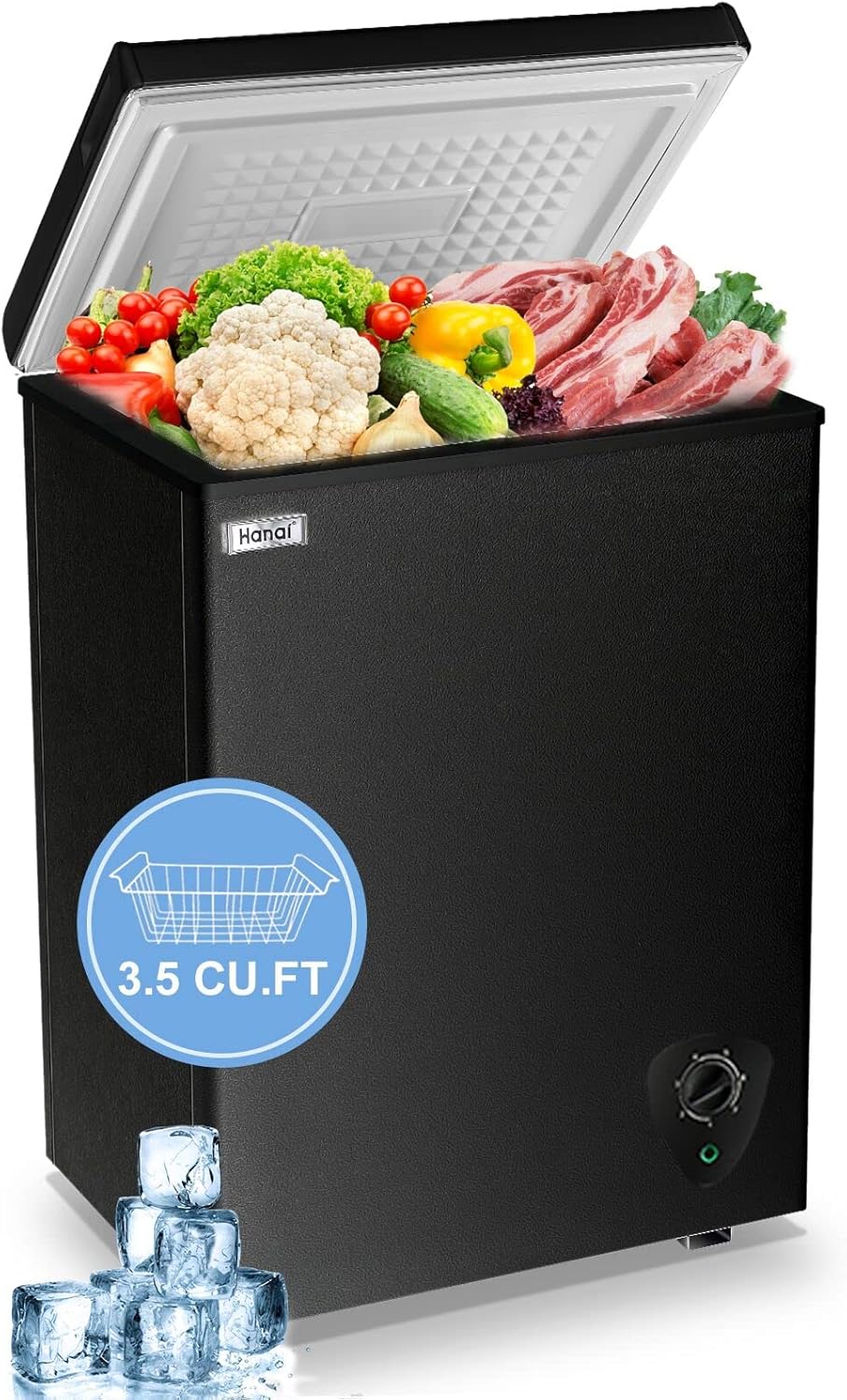 Chest Freezer Mini Small Deep Freezers WANAI 3.5 Cubic Feet with Adjustable