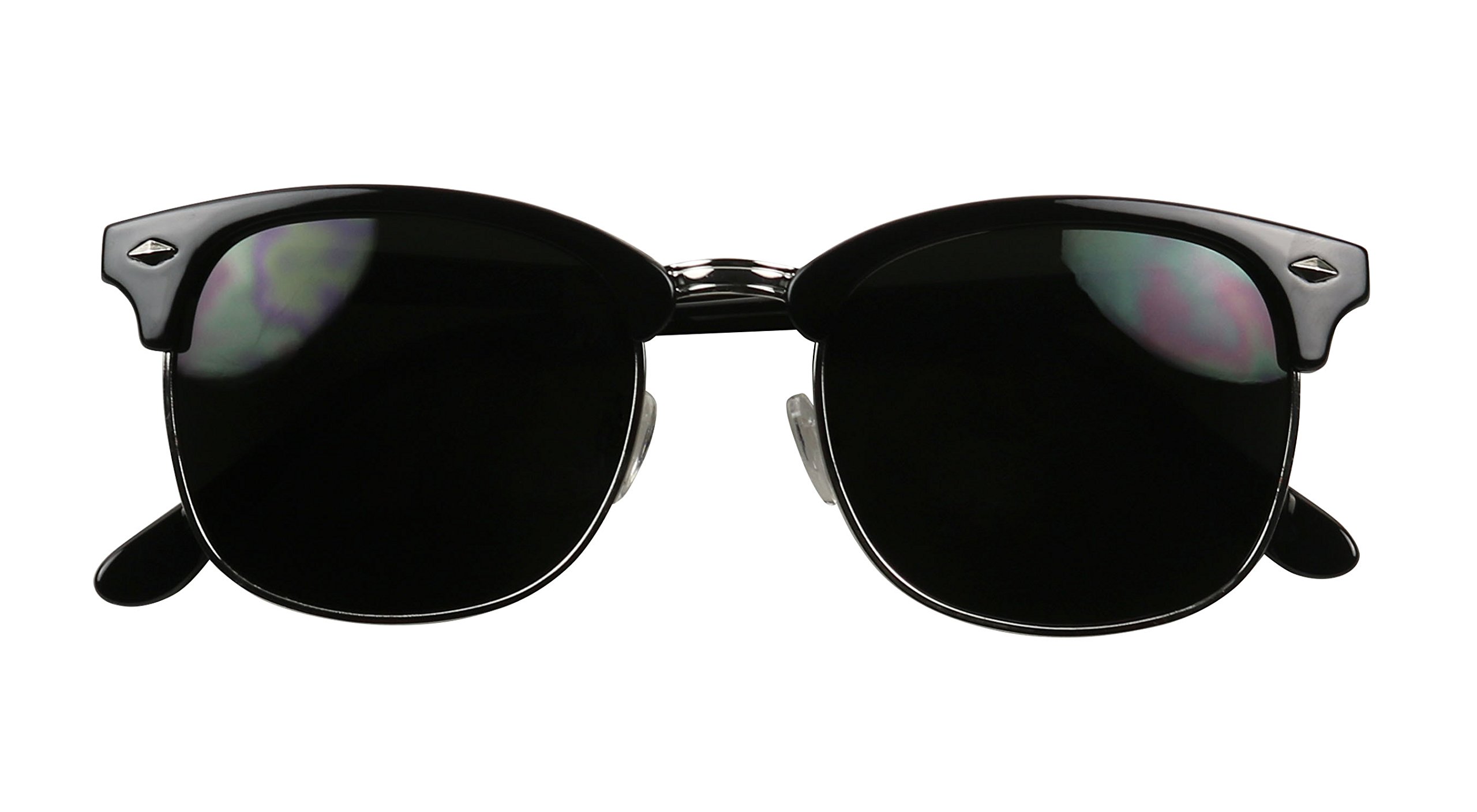 ShadyVEU Super Dark Round Semi Rimless Sunglasses UV Protection Retro 60's Half Frame Vintage English Nose Piece