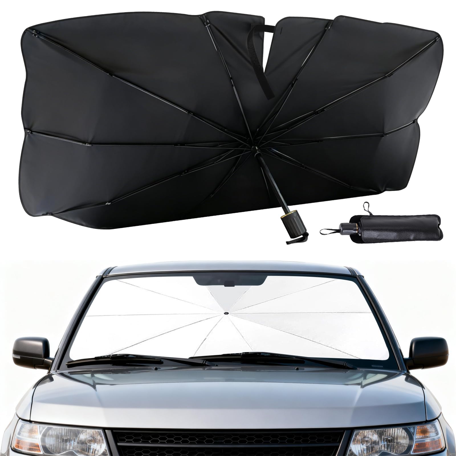 ILWIYRHNL for Benz V Class Klasse V220d V250d V300d Car Windscreen Sun Shade Umbrella, UPF 50+ 99.9% UV Block 6-Layer Insulated Foldable Car Front Window Sunshade