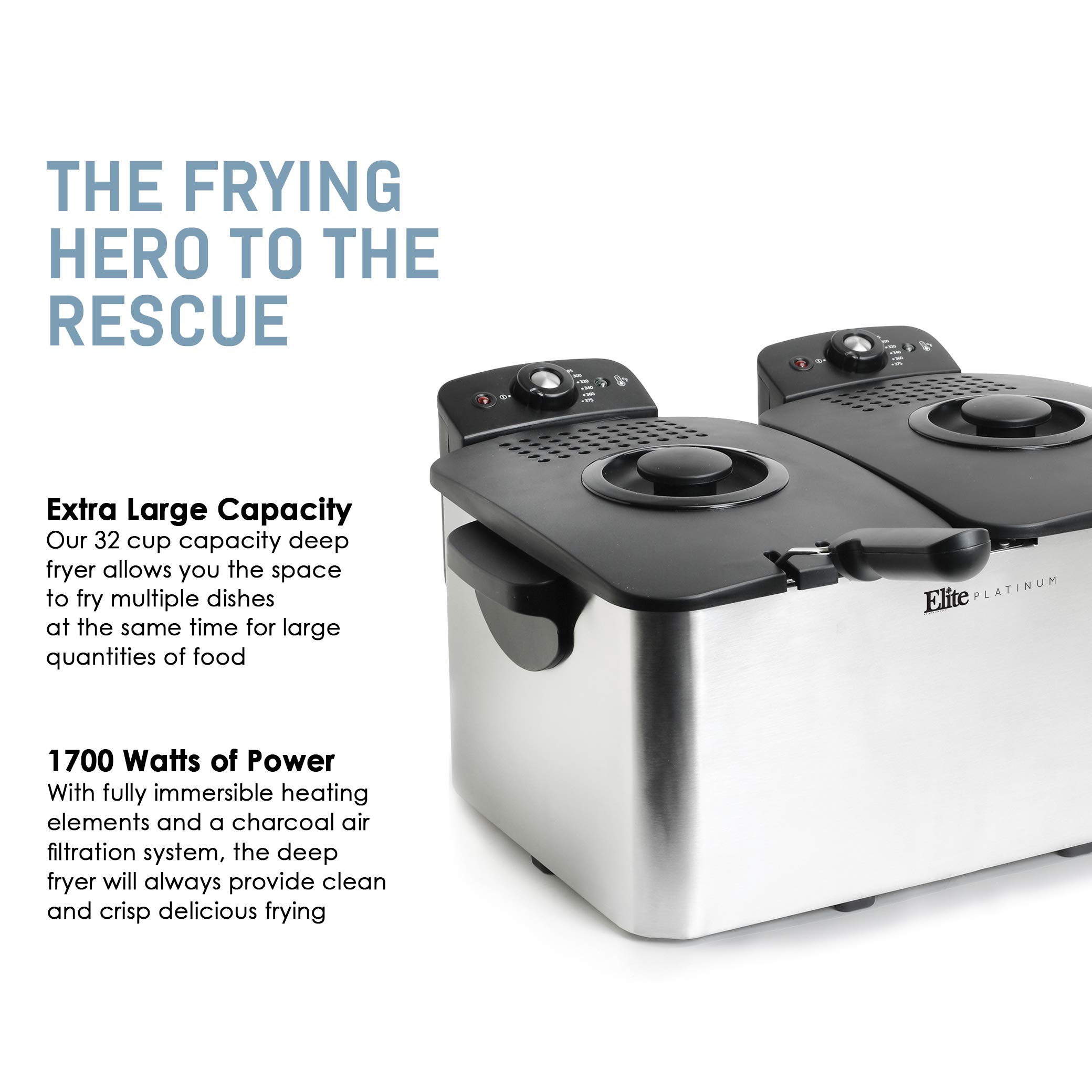 Amazon.com: Elite Platinum EDF-4080 8 Quart Deep Fryer, Stainless