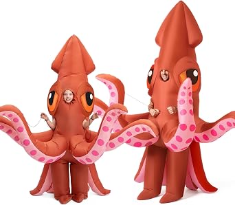 Spooktacular Creations Halloween Inflatable Costume, Full Body Squid Blow up Costume, Ocean Animal Suit for Themed Parties
