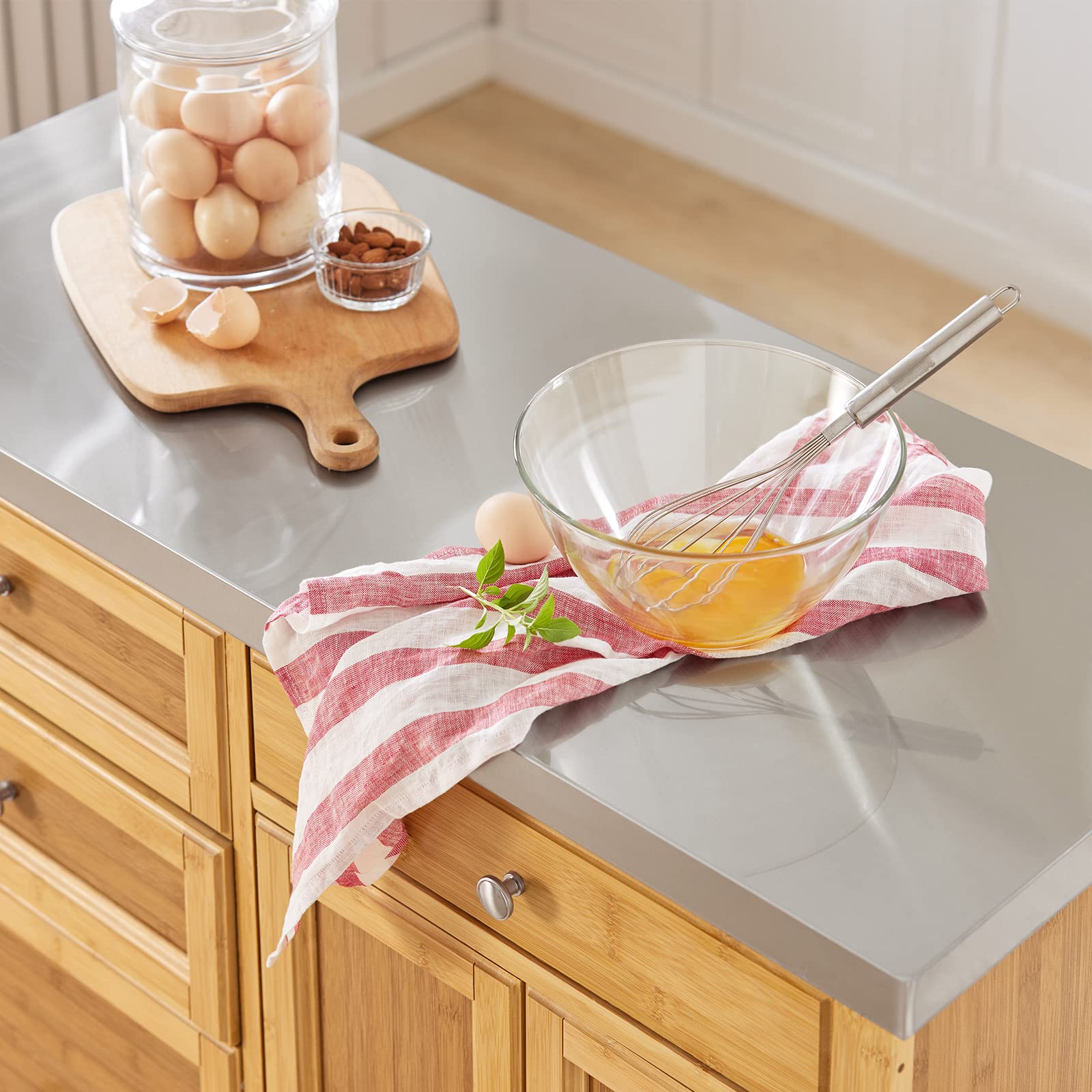 SoBuy Desserte de Cuisine à roulettes, Plan INOX & Freins, 115x92x46cm