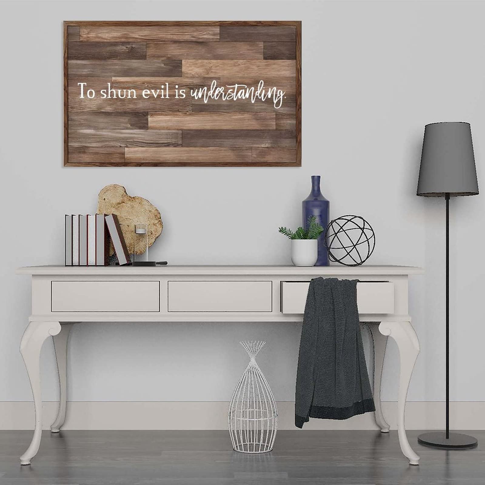 Motivierende Wandkunst inspirierendes Zitat Schild "To Shun Evil Is Understanding Holzschild für Schlafzimmer Dekor Küche Wandkunst Badezimmer Wohnzimmer Kinderzimmer Dekor Wandkunst 13 x 22 cm