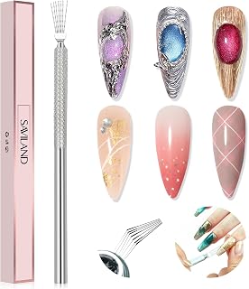 7-Pin Nail Liner Nail Art Tool: Ultra-thin Stripe Liner Nail Brush Stainless Steel Handle Bendable Pins Nail Art Pen Spider Gel Manicure Tool Styling Liner Brush for Nails Gel Home DIY Salon
