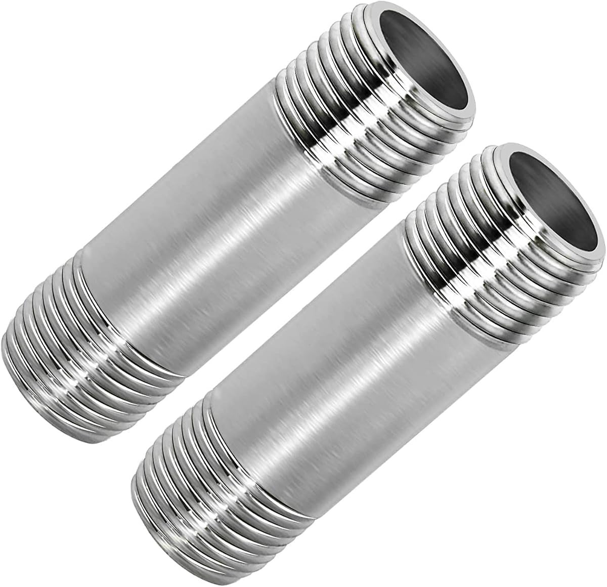 Accesorio de tubería de pezón de acero inoxidable 304, 1/2 "NPT x 1/2" NPT, accesorios de tubería de fundición de rosca macho, 2 ", 50mm de longitud (paquete de 2)