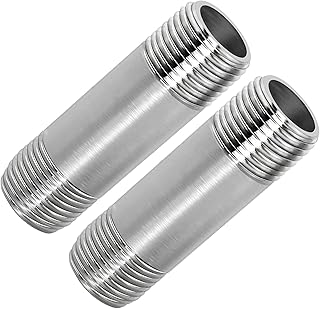 304 Stainless Steel Nipple Pipe Fitting 1/2" NPT X 1/2" NPT Male Thread Cast Pipe Fittings 2" 50mm Length (pack of 2)