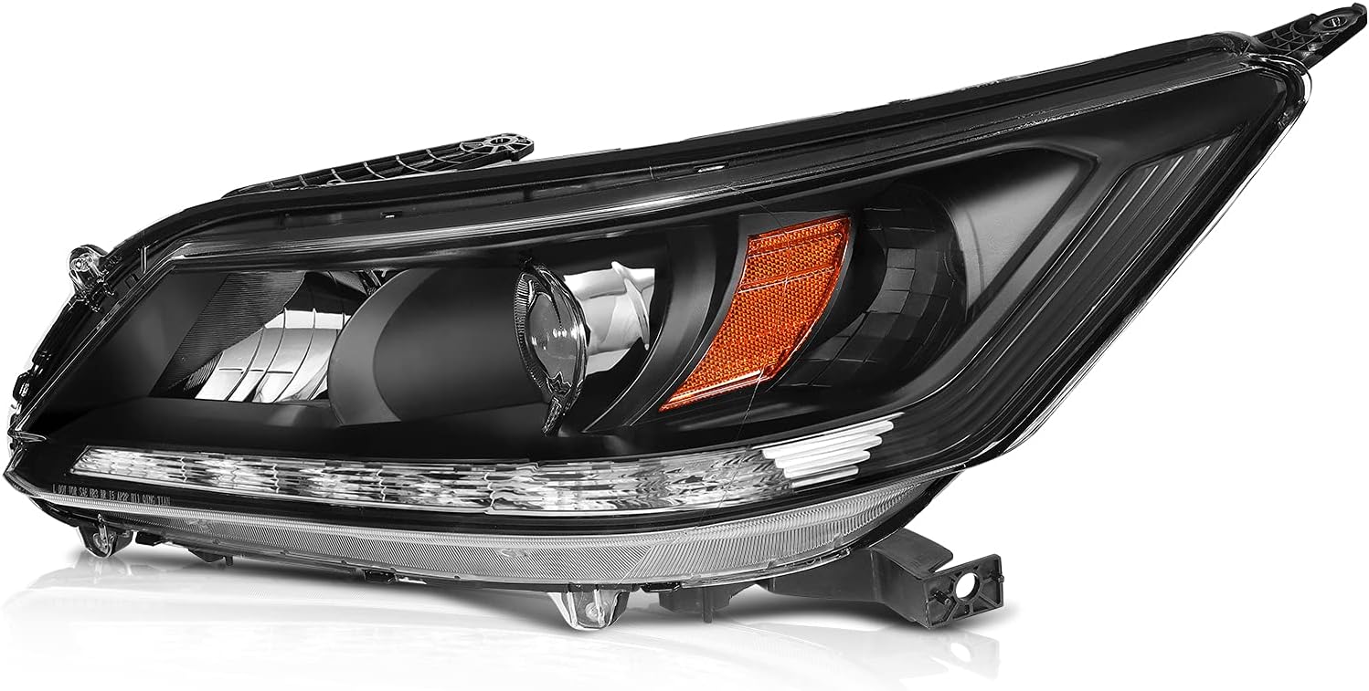 Headlight assembly Fit For Honda For Accord 2013-2015 Black Housing Amber Reflector Clear Lens Driver and Passenger Side 33150-T2A-A11 33100-T2A-A11 33100-T2A-A21 33150-T2A-A21