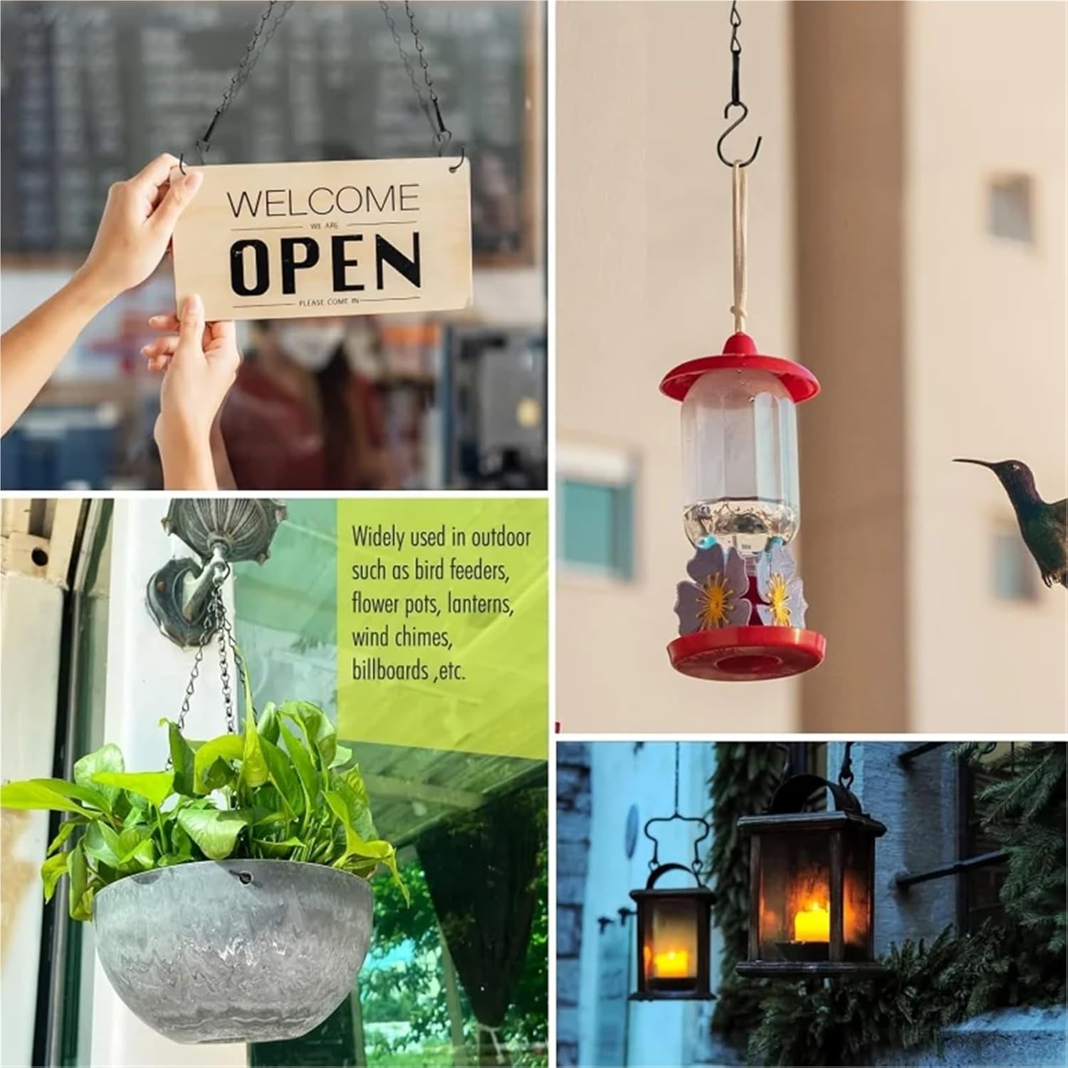 10 Pack Metal Plant Hanging Chains with S-Hooks Multipurpose Chain Hangers for Bird Feeders Lanterns Flower Basket Decorations for Planters