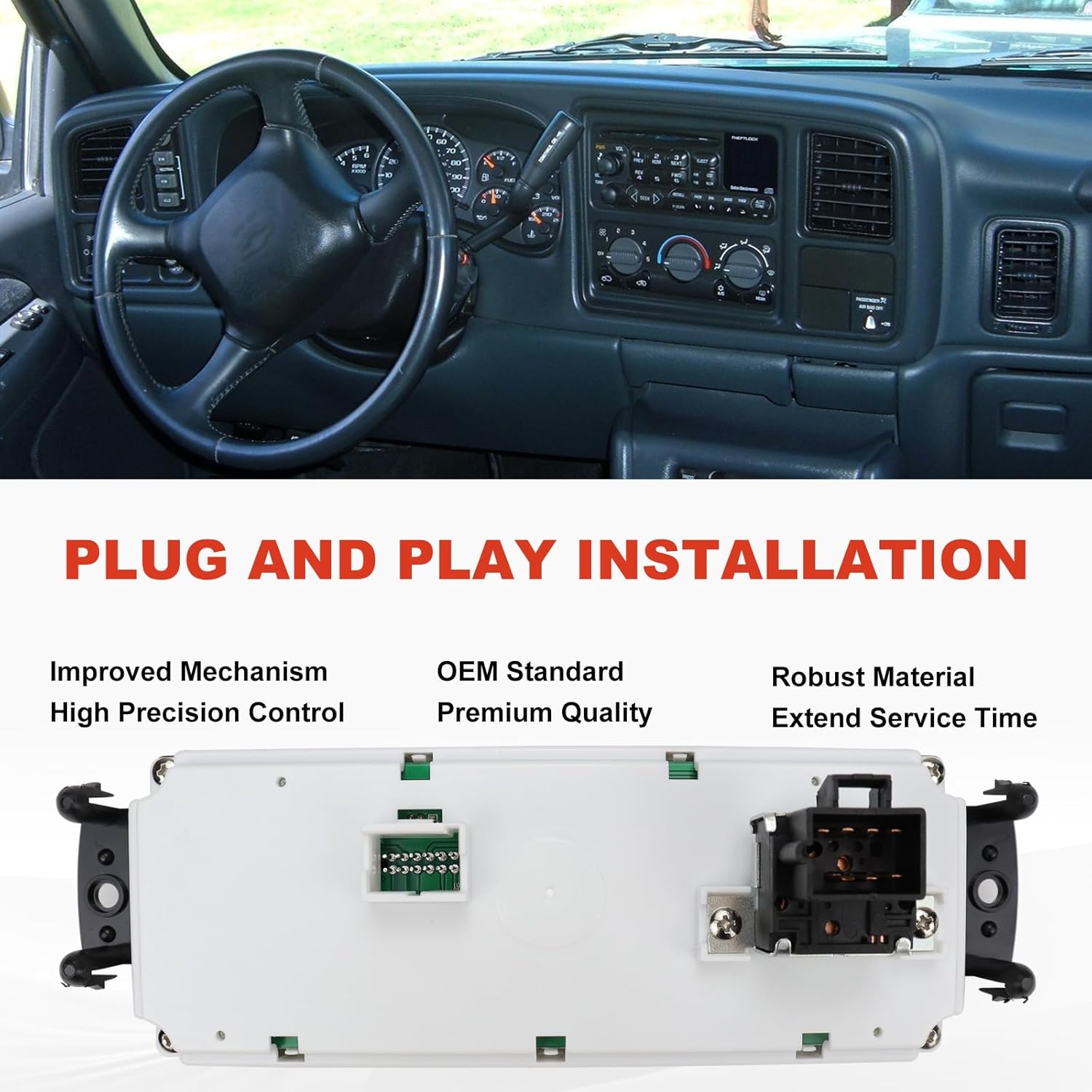 599-218 HVAC Climate Control Module Panel Switch Heater A/C Control for 1999-2002 Chevrolet Silverado 1500 2500 3500 Suburban Tahoe GMC Sierra Yukon XL Replace 15054697 15054698 15753263 15753264