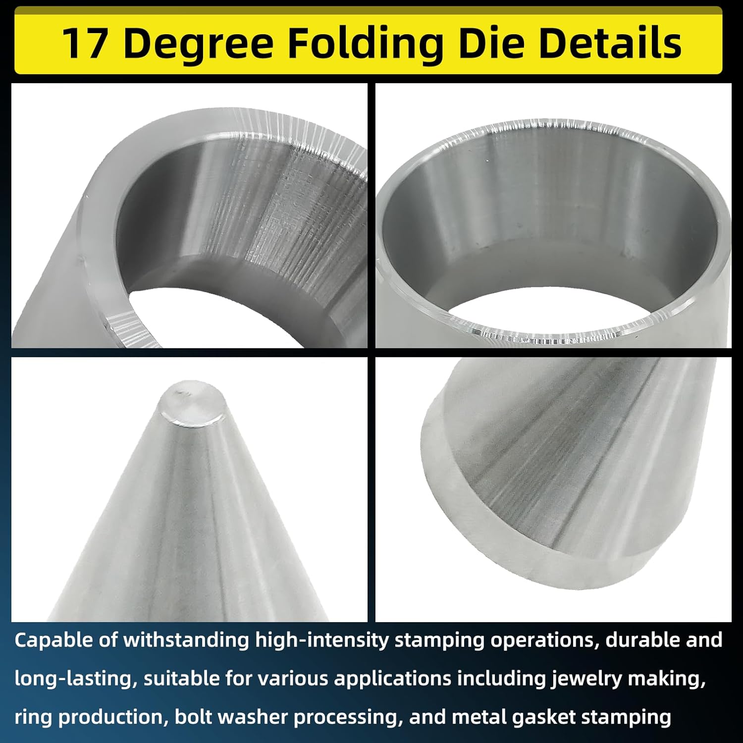 17 Degree Folding Die Set 5 Piece Die Set and Folding Cone Stainless Steel Stabilizer Folding Cone Die Set Coin Ring Making Tools for Coin Craft and Ring Manufacturing