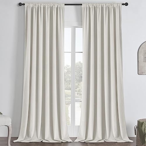 Miniatura 15 de Joydeco Cortinas negras 100% opacas de 84 pulgadas, 2 paneles, cortinas de terciopelo negro con aislamiento térmico de lujo para dormitorio, sala de