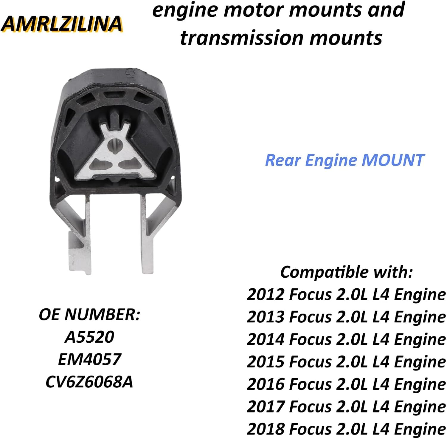 Engine Motor and Transmission Mount kit Compatible with 2012-2018 Focus 2.0L - Replaces 3214, 3103, 3238, A5312, A5520, A5612 - Eliminates Engine Vibration