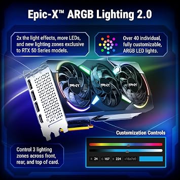 PNY GeForce RTX 5070Ti 16GB ARGB OC Triple Fan Graphics Card DLSS 4