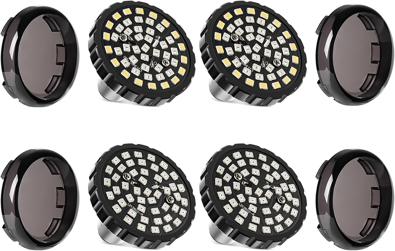 Product image of Benlari 2'' Front Rear LED Turn Signals 4Pcs,48LEDs Turn Signals Light with 4 Smoke Lens Cover Fit for Harley Davidson Dyna Softail Sportster Iron 883 Touring Street Glide Road Glide 1986-2024