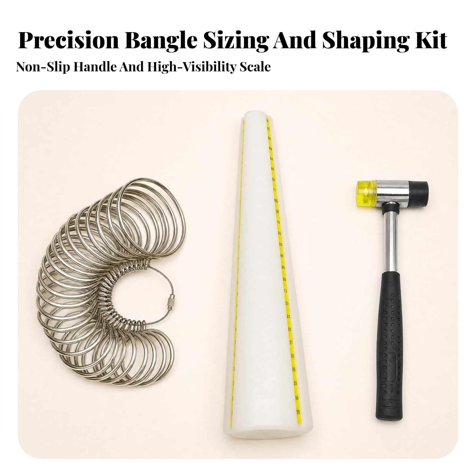 3 Piezas Kit Medición Pulseras con Calibre Anillos Compacto Juego Herramientas Joyería Portátil para Joyeros