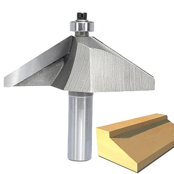 60 Degree Extra Large Chamfer Router Bit,1/2" Shank | 1-5/16" Cut Depth,3/4" Cut Length,Horse Nose Bevel Bits,Eased Edge Cutter with Bearing for Wood Profiling,Edge Forming