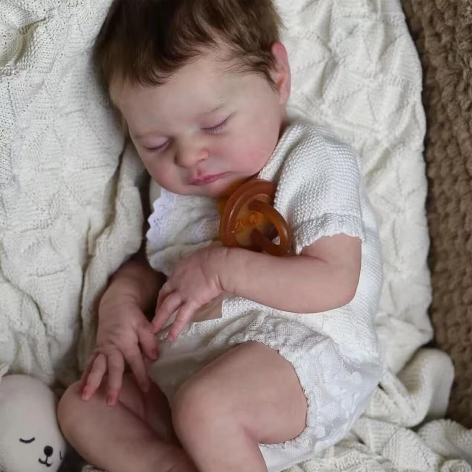 20 Pulgadas Muñeca Reborn Realista bebé Dormido de 50 cm, Cuerpo Relleno de algodón, muñeca de recién Nacido con Ojos Cerrados, Juguete de rol y Pieza de colección para niños a Partir de 3 años
