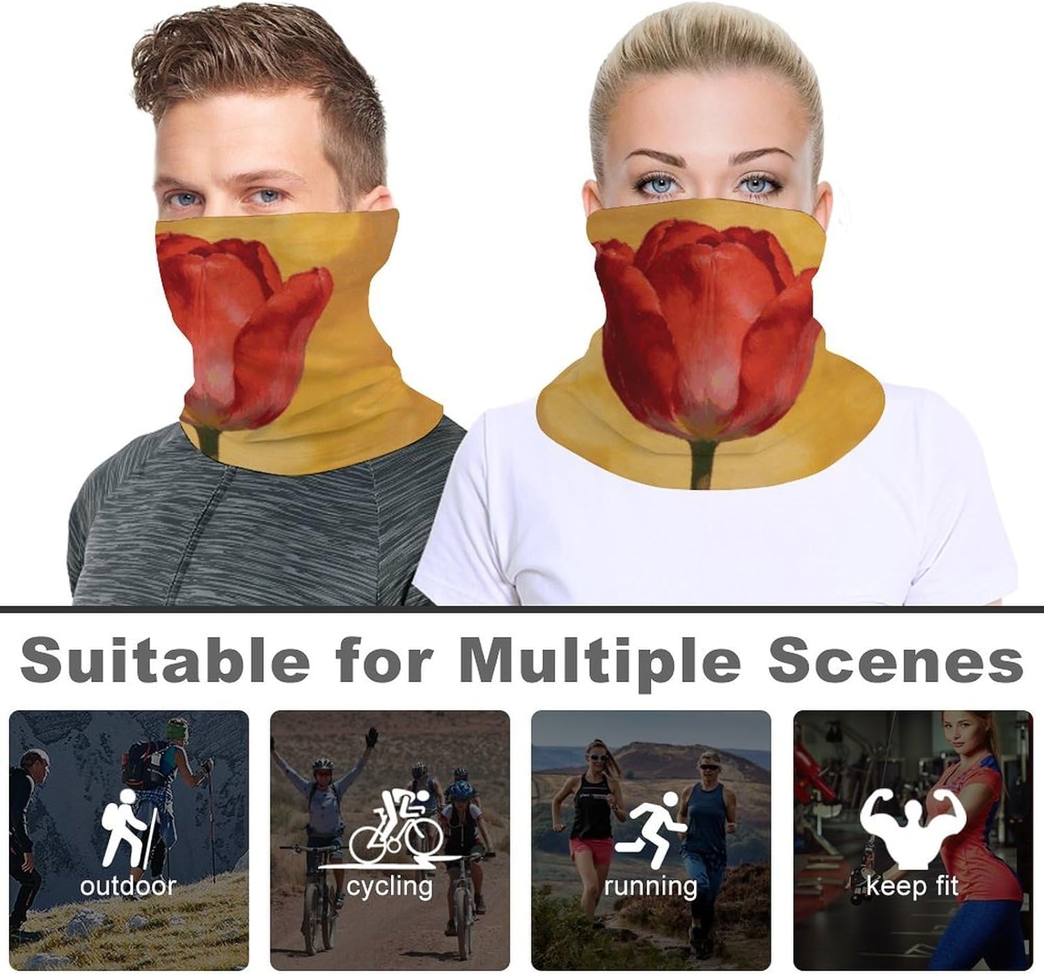 Love Flower Neck Gaiter Face Mask for Men And Women Breathable Dustproof Face Cover Scarf for Outdoor Sports Sun Protection Bandana for Fishing Hiking