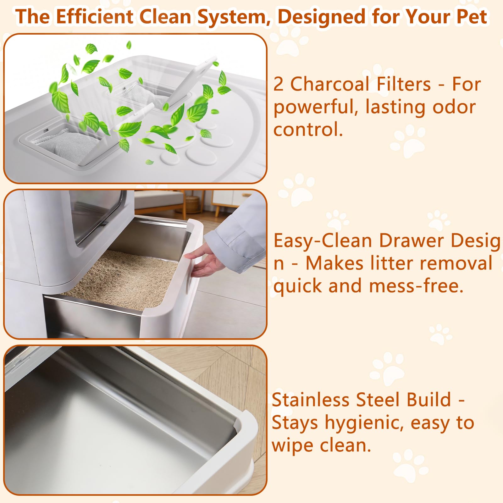 Enclosed Stainless Steel Cat Litter Boxes,Large Foldable Litter Box with Lid,Hooded Covered Stainless Steel Cat Litter Box,Easy Cleaning,No Urine Leakage,Deeper Pan - image 6