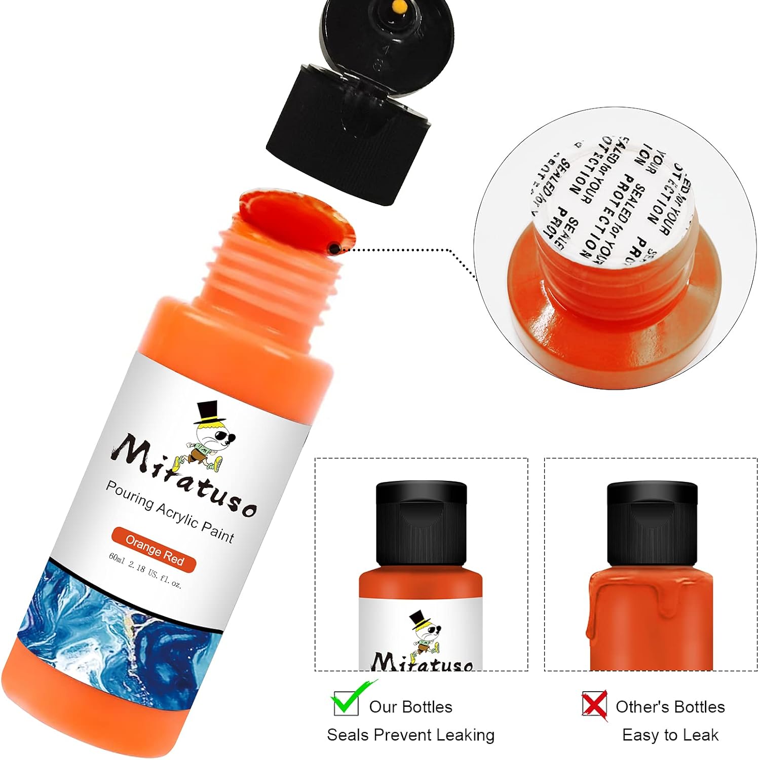 Acrylic Pouring Paint Set 12 Colors 60ml (2oz), Pre-Mixed High Flow Craft Paint Set Acrylic Pouring Art Supplies for Canvas, Paper, Glass, Wood and Stones (12 X 60 ml)