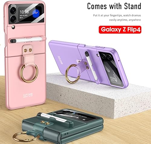 Miniatura 10 de Funda de anillo para Galaxy Z Flip 3 5G con protector de pantalla para bolígrafo S y protector de pantalla de cámara, soporte para bolígrafo S,