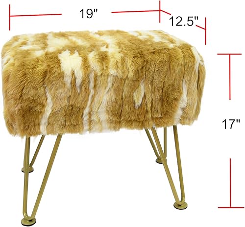 Miniatura 34 de Banco largo rectangular azul otomano suave de piel sintética de 46 x 16 x 22 pulgadas, taburete reposapiés peludo para dormitorio al final de la