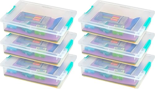 Miniatura 19 de IRIS USA Paquete de 6 contenedores de almacenamiento con tapas, 5,7 litros - Cristal transparente, cajas de zapatos contenedores apilables