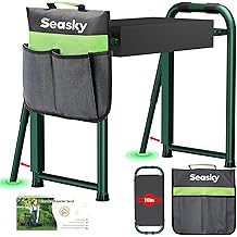 seasky Foldable Garden Kneeler and Seat, Anti-Tipping Gardening Bench Widened Thick Soft Kneeling Pad, Heavy Duty Gardening Stool with Tool Bag,Gardening Gift for Women