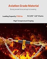 Vista 5 de VEVOR Carpeta de cadena de trinquete, carpetas de carga resistentes de 5/16"-3/8", con ganchos G80 límite de carga seguro de 7,100 libras, mango