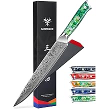 Carving Knife - 9 inch Kitchen Meat Cutting Slicing Knife- Xuan Series - VG10 Damascus Steel with Resin Handle Jade Green