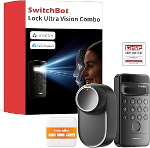 SwitchBot Smart Lock Ultra mit 3D-Gesichtserkennung&Fingerabdruck für Haustür – Elektronisches Türschloss zum Nachrüsten ohne Zylindertausch, Türöffner per Gesicht/Fingerprint/Code/Alexa WLAN/Matter