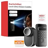 SwitchBot Smart Lock Ultra mit 3D-Gesichtserkennung&Fingerabdruck für Haustür – Elektronisches Türschloss zum Nachrüsten ohne Zylindertausch, Türöffner per Gesicht/Fingerprint/Code/Alexa WLAN/Matter Schwarz