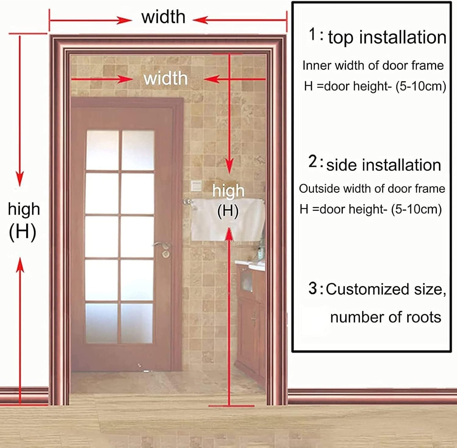 Bambusperlenvorhänge for Türen, natürlicher Bambus-Türvorhang, Bambus-Türperlen, hängende Dekoration, Trennwand, Holzperlenvorhänge(70 strands-70x110cm)