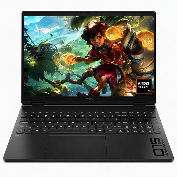 Laptop Gamer HP HyperX OMEN 15 pulgadas, Pantalla 2K 165Hz, AMD Ryzen 5 240, 16 GB RAM, 512 GB SSD, GPU NVIDIA GeForce RTX 5050 (8 GB Dedicados), Windows 11 Home, Negro Sombra, 15-gb0099nr