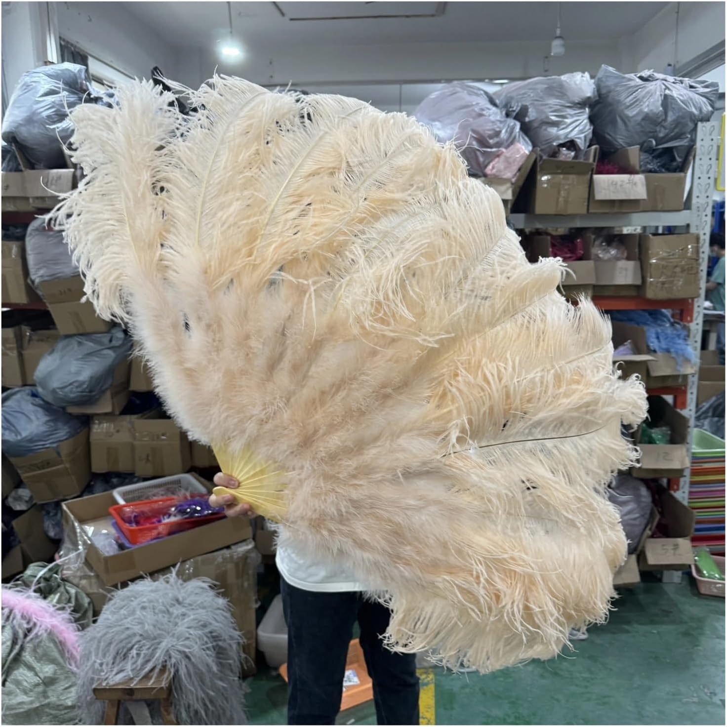 Performance Feathers Fan Big Ostrich Feather for Carnival Party Belly Dance Show Accessories(Dark Green,100cm 1Pair(Two))