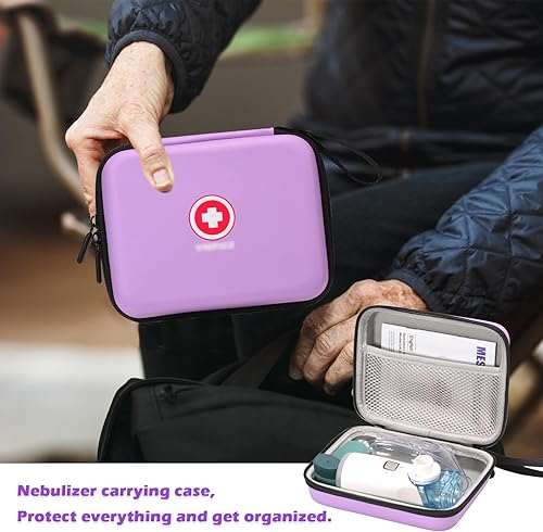 Miniatura 3 de Estuche de transporte para nebulizador portátil, bolsa médica de viaje, bolsa médica de emergencia dura para inhalador, estuche espaciador para