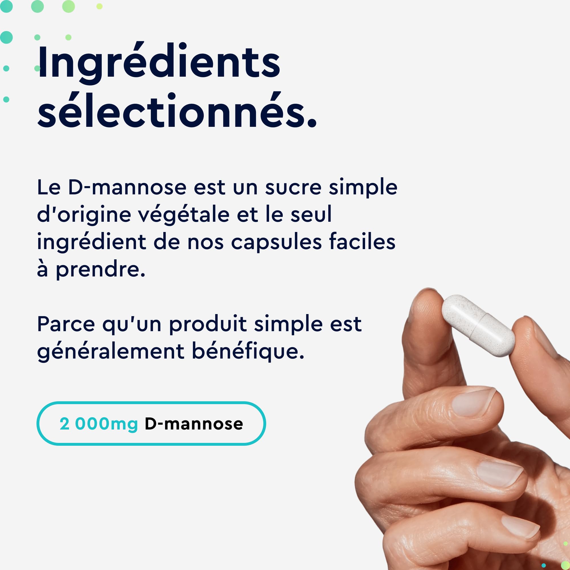 D-Mannose Pur 2000mg par Dose Quotidienne, 180 Capsules, 100% Végétalien et Naturel, Hautement Biodisponible, Sans Arômes ni Additifs, Testé en Laboratoire