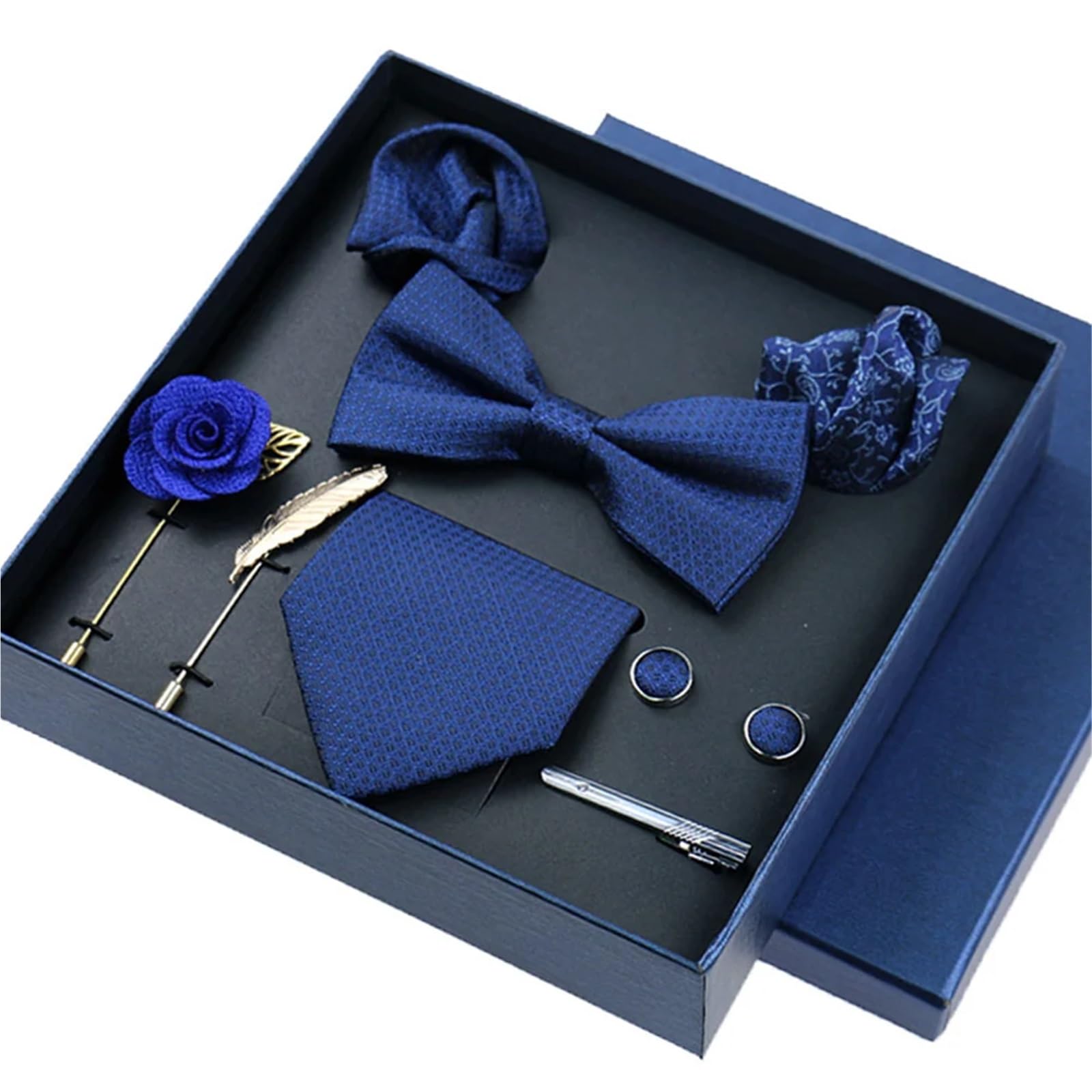 Conjunto de 8 piezas corbatas negocios for hombre, broches florales, Pin, gemelos, Clips corbata, pajarita mariposa Para Bodas