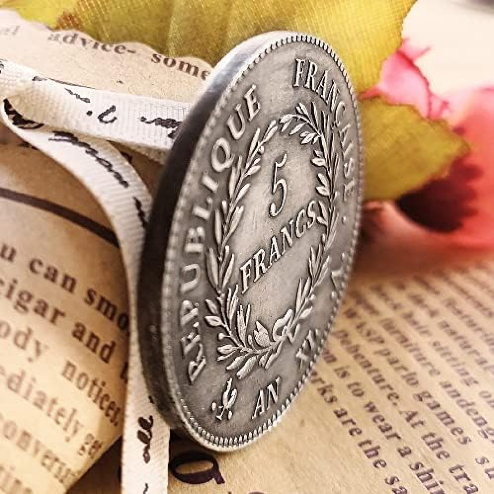Monete d'Argento di Napoleone Francese Monete Europee Monete straniere Apprezzamento della Moneta con Caratteri antichi del Dollaro d'Argento