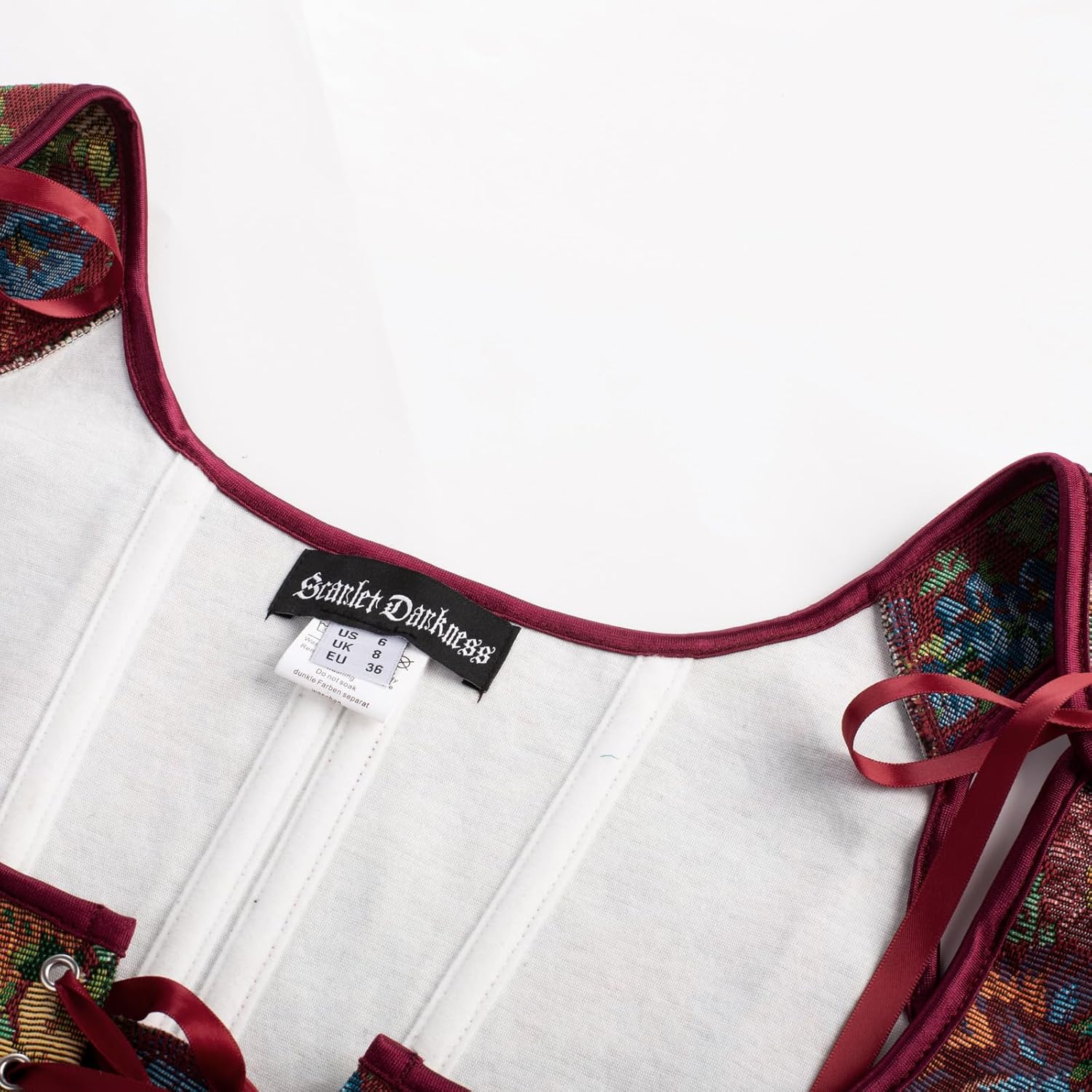 Scarlet Darkness Women's Underbust Corset Top Renaissance Medieval Lace-up Boned Fairycore Pirate Corsets - Image 3