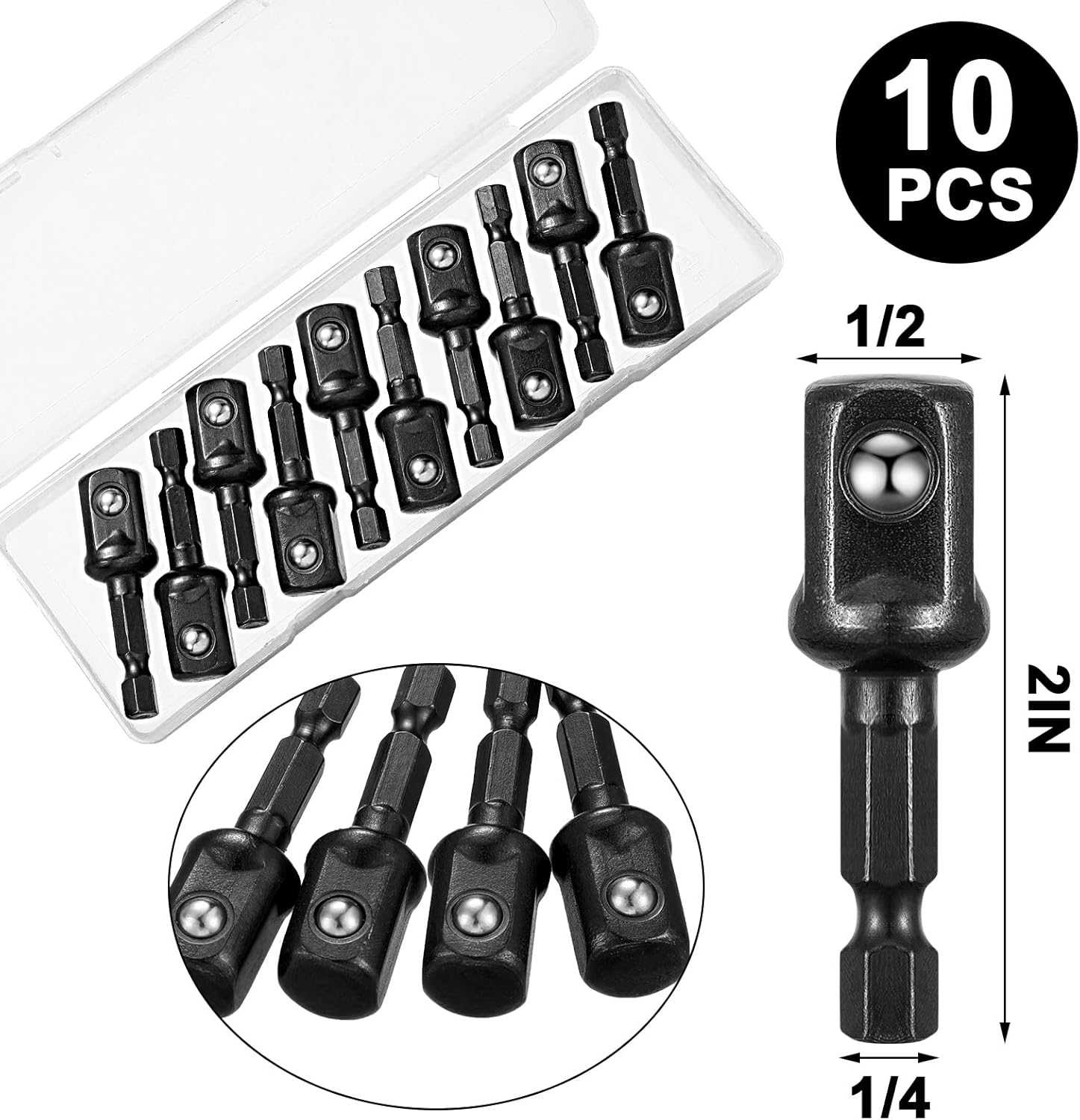 Impact Adapter Square Socket for Drills Extension Driver Bits Hex Impact Socket Adapter for Automotive DIY - Image 2