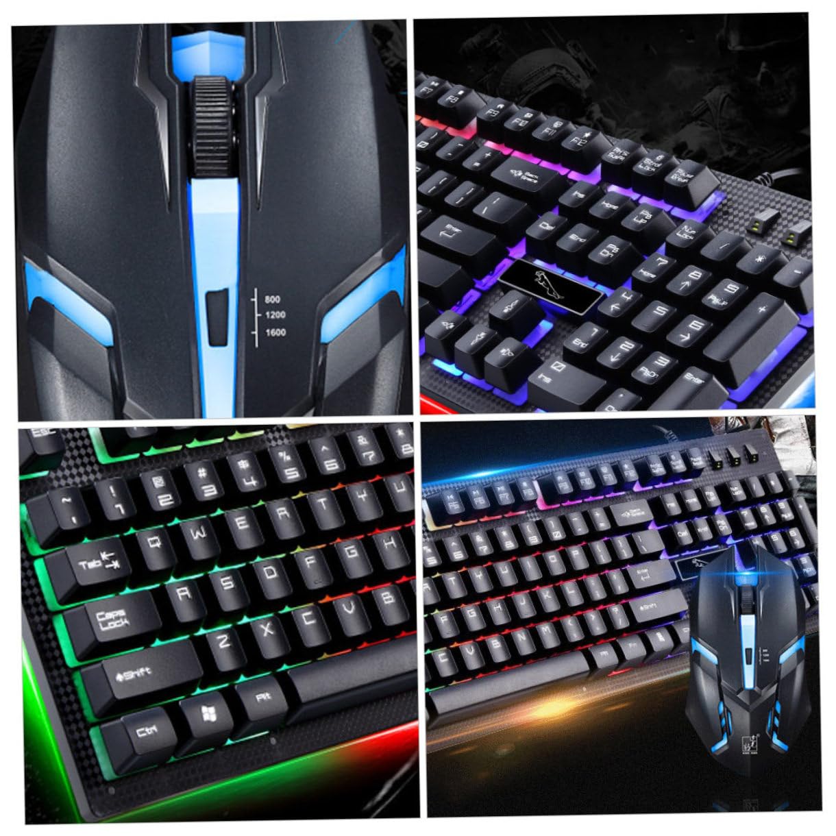 Clavier et Souris pour Gamer Filaire USB Lumineux 104 Touches